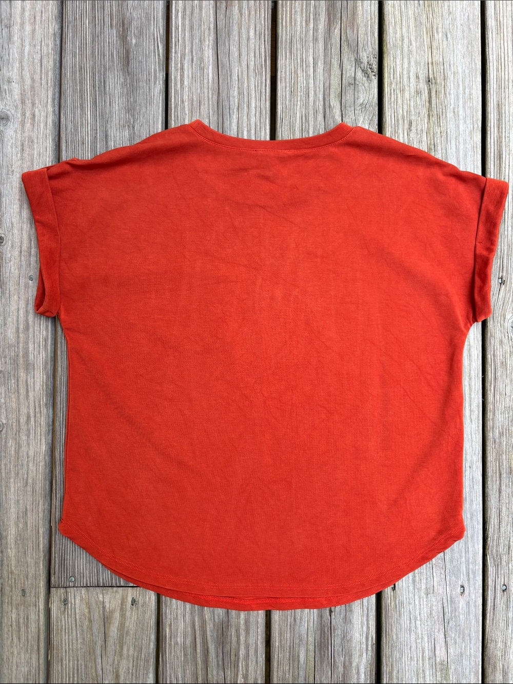 CABLE & GAUGE  | Rust Orange Modal Knit Minimalist Casual Pocket Tee | Size M - Picture 2 of 6